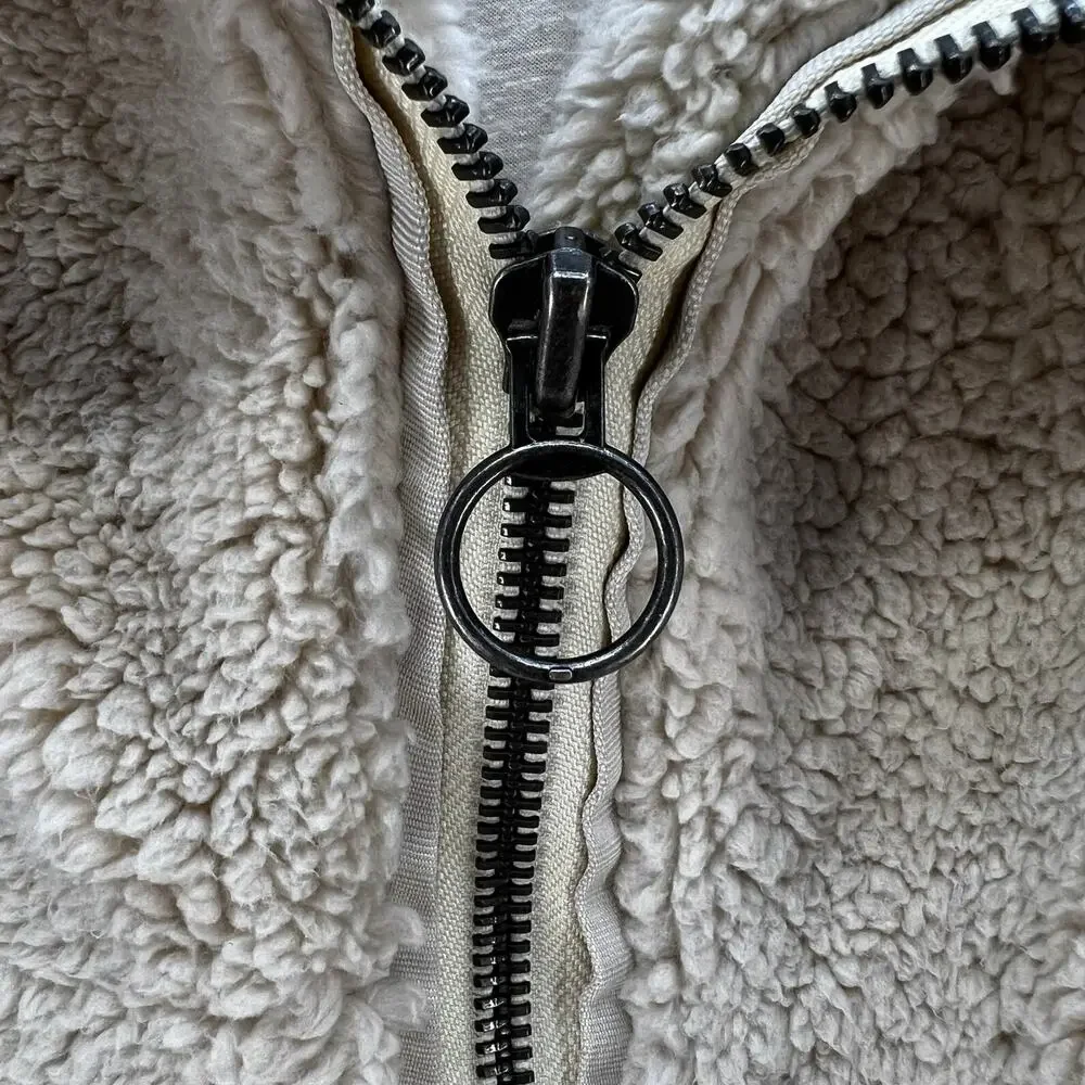 We The Free Sherpa Coat Woman's L Beige Raya Teddy Full Zip Preppy Winter Gear - Picture 3 of 10
